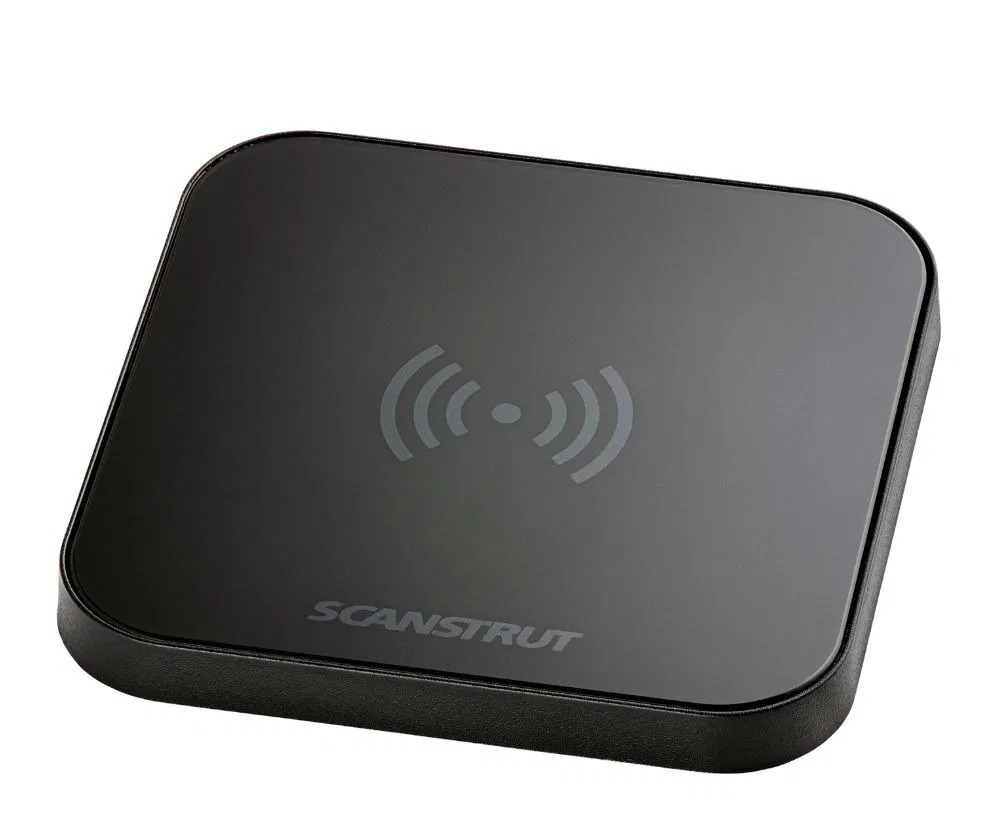 SC-CW-14G – SCANSTRUT Wireless Cellular Phone Charger, Qi2 Charging Pad 15 Watt Output 12/ 24 Volt Input Voltage Squa...